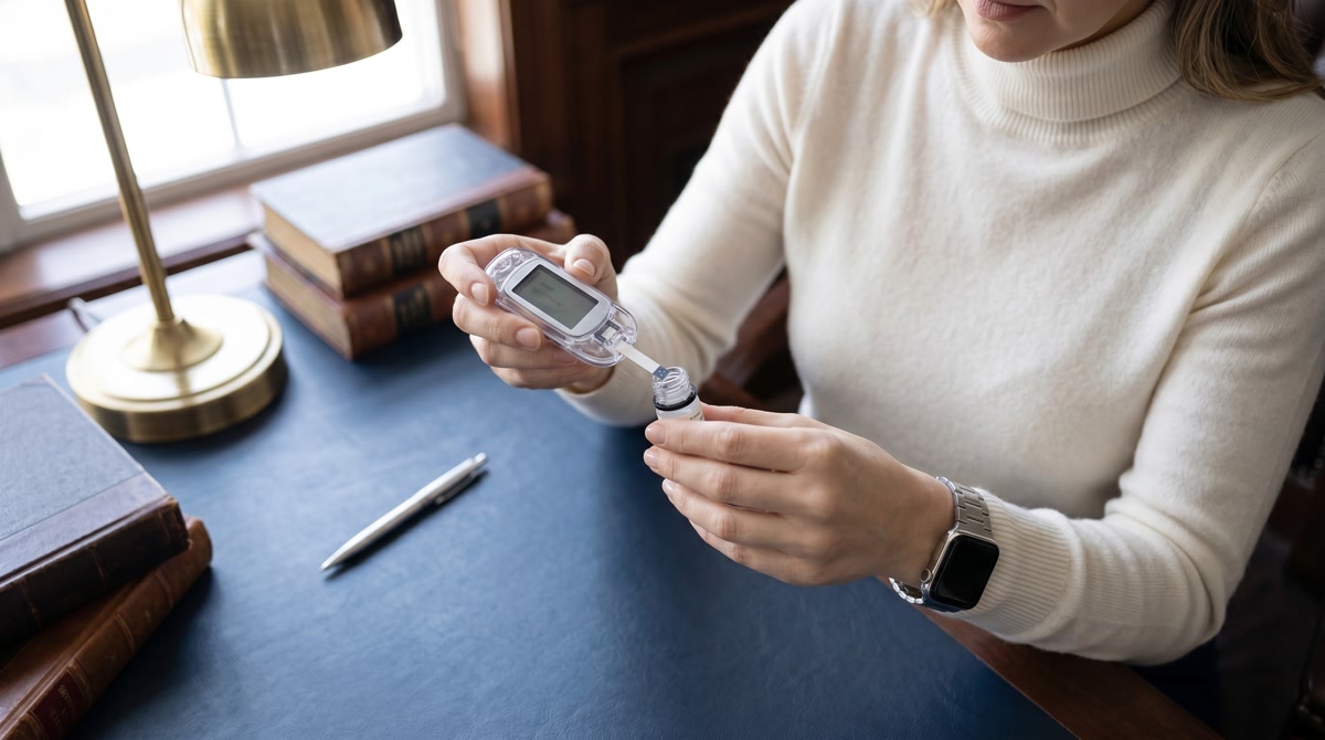 An elegant representation of thyroid diagnostic testing in a luxury wellness setting.